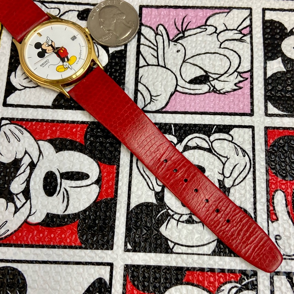 Vintage Disney X Seiko Mickey Mouse Men’s Unisex Dress Watch with Moving Arms - Picture 11 of 16